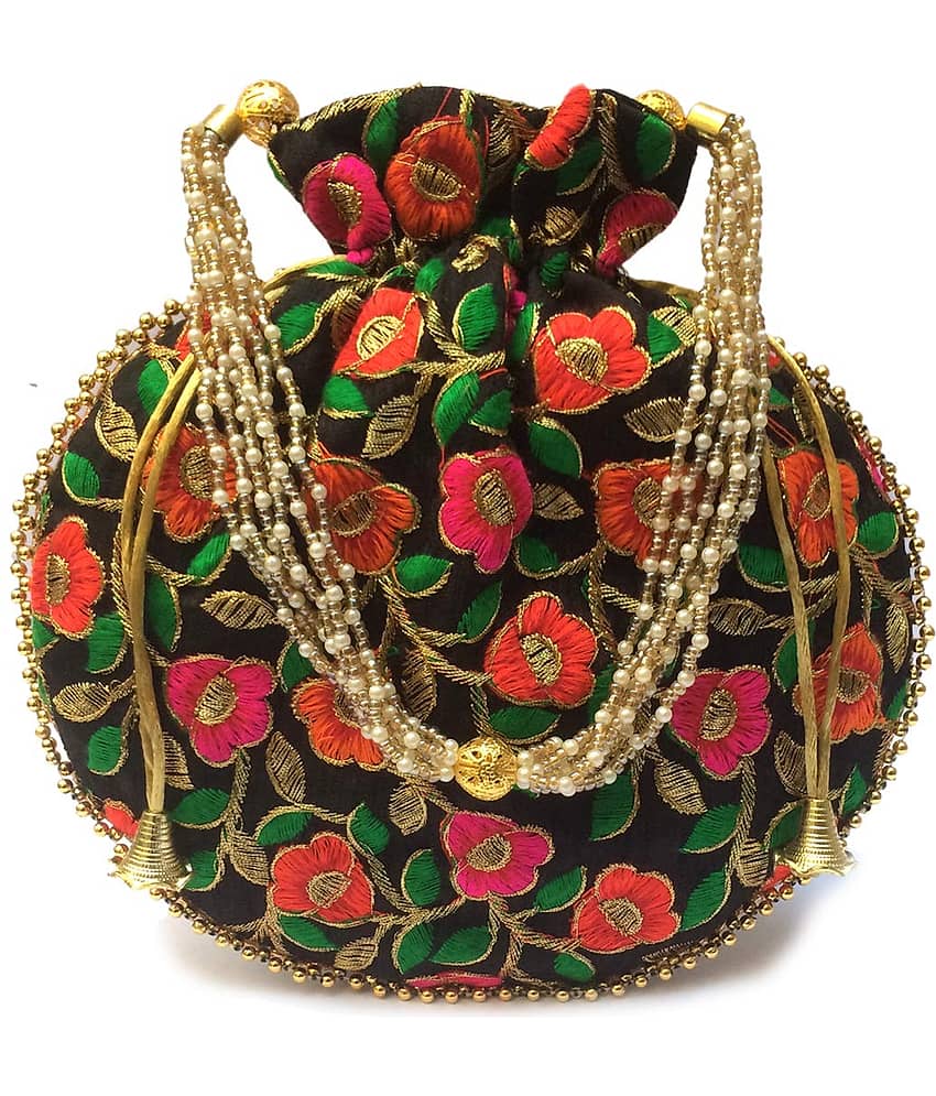 Raj Black Silk Potli