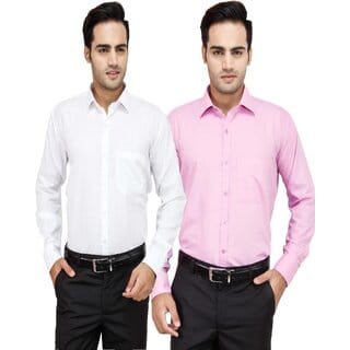 Baleshwar Men Multicolor Solid Formal Shirt (Pack of 2)