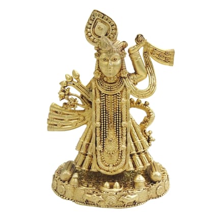 Brass Shrinath Ji God Idol | Krishna Form Decor, Height : 4 Inch (BSMAS1886 D)