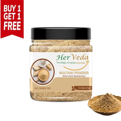 HerVeda Pure Multani mitti Powder ,buy one Get one free  | Pack of 2