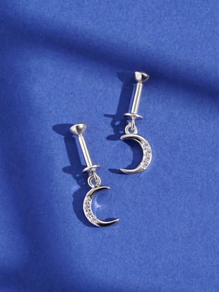 Crescent moon with zirconia - Helix hanging-Screw attachment