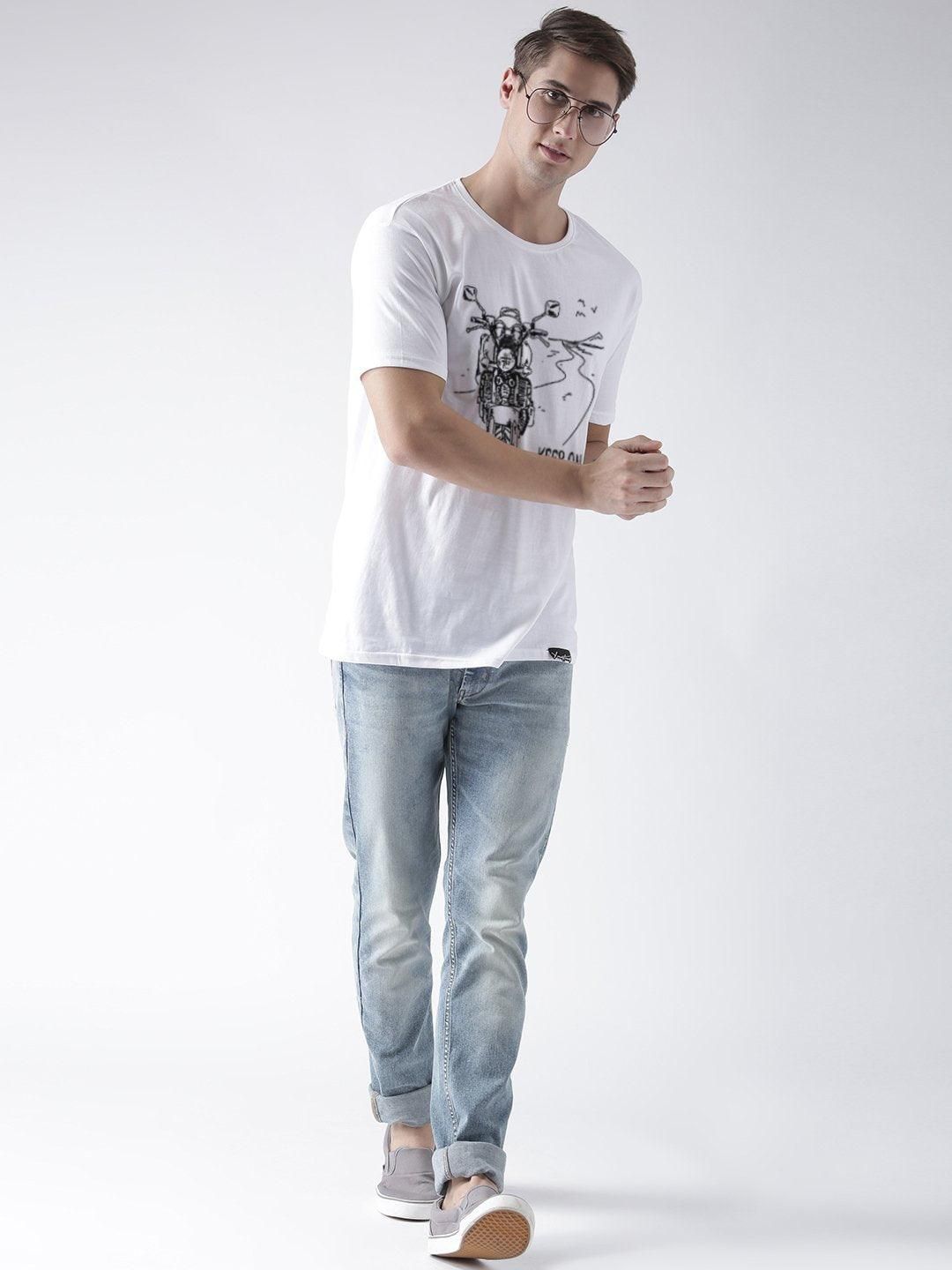 Young Trendz Bio-Wash Cotton Half Sleeve KEEPONRIDE Graphic Printed WHITE T-Shirt-WHITE / Medium / 100% Bio Wash Cotton