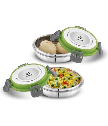Dhara Stainless Steel Fit-N-Fresh 200Ml Stainless Steel Insulated Lunch Box 2 - Container ( Pack of 2 )