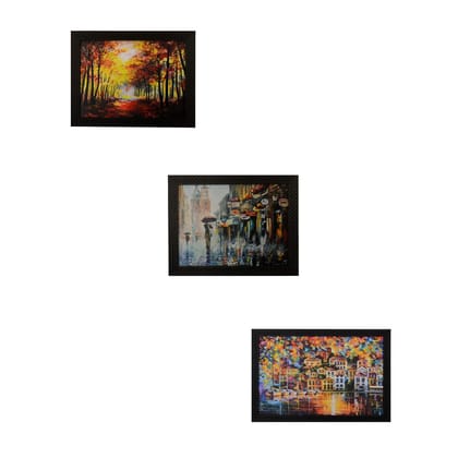 Set of 3 Nature's beauty Scenery Satin Matt Texture UV Art Painting