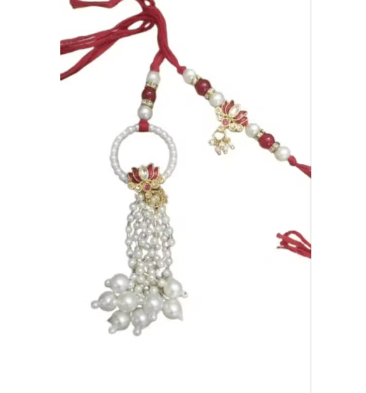 Lotus Pearl Rakhi & Lumba Set