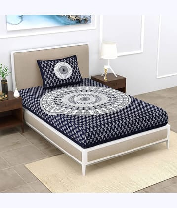 ABHACLOTHO Black Cotton 1 Single Bedsheet with 1 Pillow Cover ( 215 cm x 150 cm )