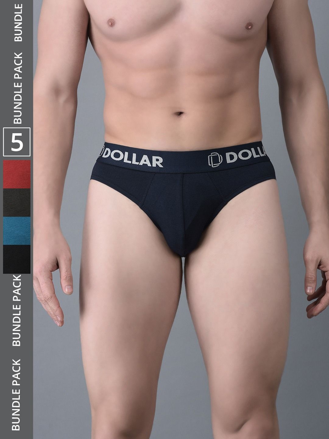 Men's Assorted Pack of 5 Shuffle Intellisoft Cotton Spandex Solid Brief