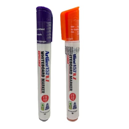Artline 157RI Whiteboard Marker Pack of 10 (Purple and Orange Colours) | Quick Drying, Dry Wipe Ink, Low Odor