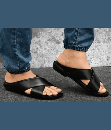 RAGE GAZE CROSS-BLACK-HALFSHOE - Black Men's Sandals