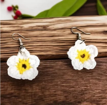 Handmade Crochet Floral Earrings - Lightweight & Customizable Handmade Crochet Floral Earrings - Lightweight & Customizable