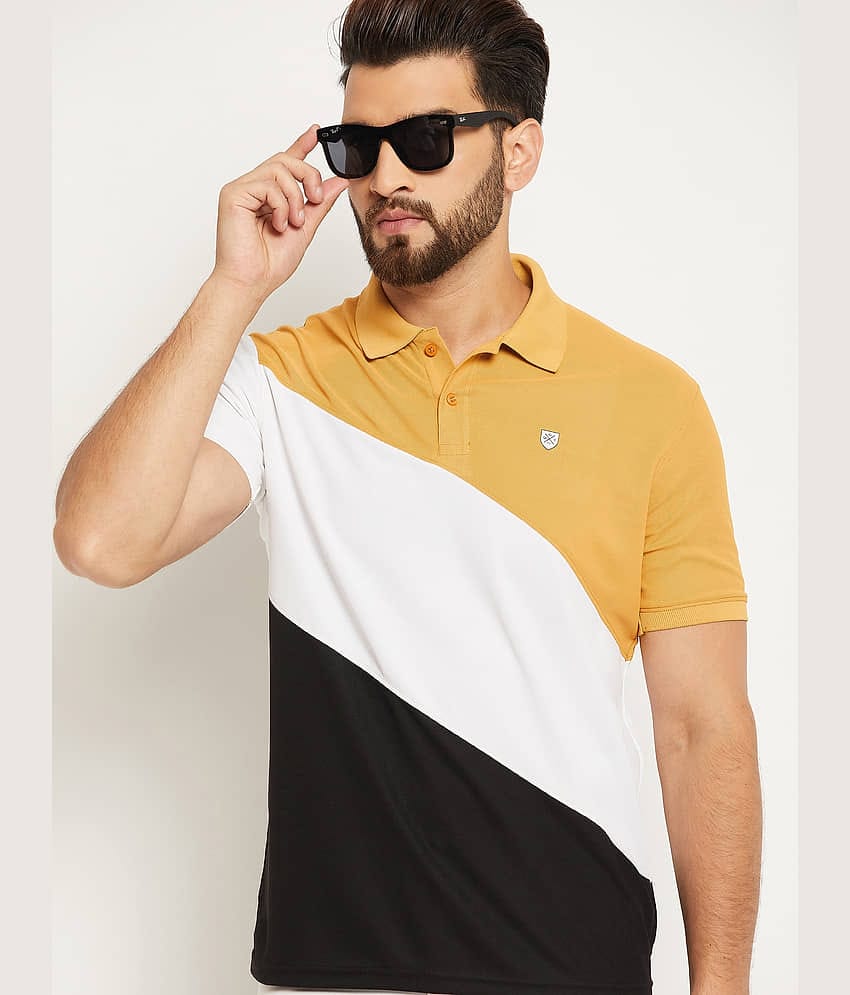 OGEN Pack of 1 Cotton Blend Regular Fit Colorblock Half Sleeves Men's Polo T Shirt ( Maroon )