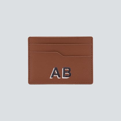 PERSONALISED SLIM CARD CASE - PRINTED-Saddle Tan