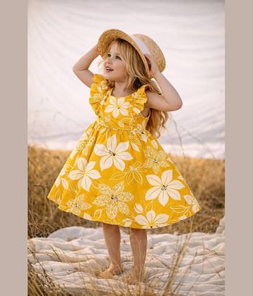 BELIEVED WORTH'S Cotton Blend Frock For Baby Girls ( Pack of 1 , Yellow )