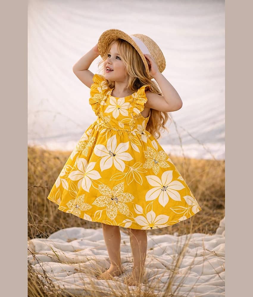 BELIEVED WORTH'S Cotton Blend Frock For Baby Girls ( Pack of 1 , Yellow )