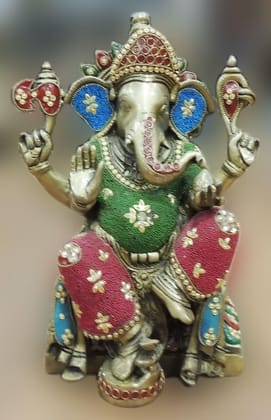 Brass Showpiece Ganesh Ji God Idol Statue - 8.5*7*13 Inch (BS1559 A)