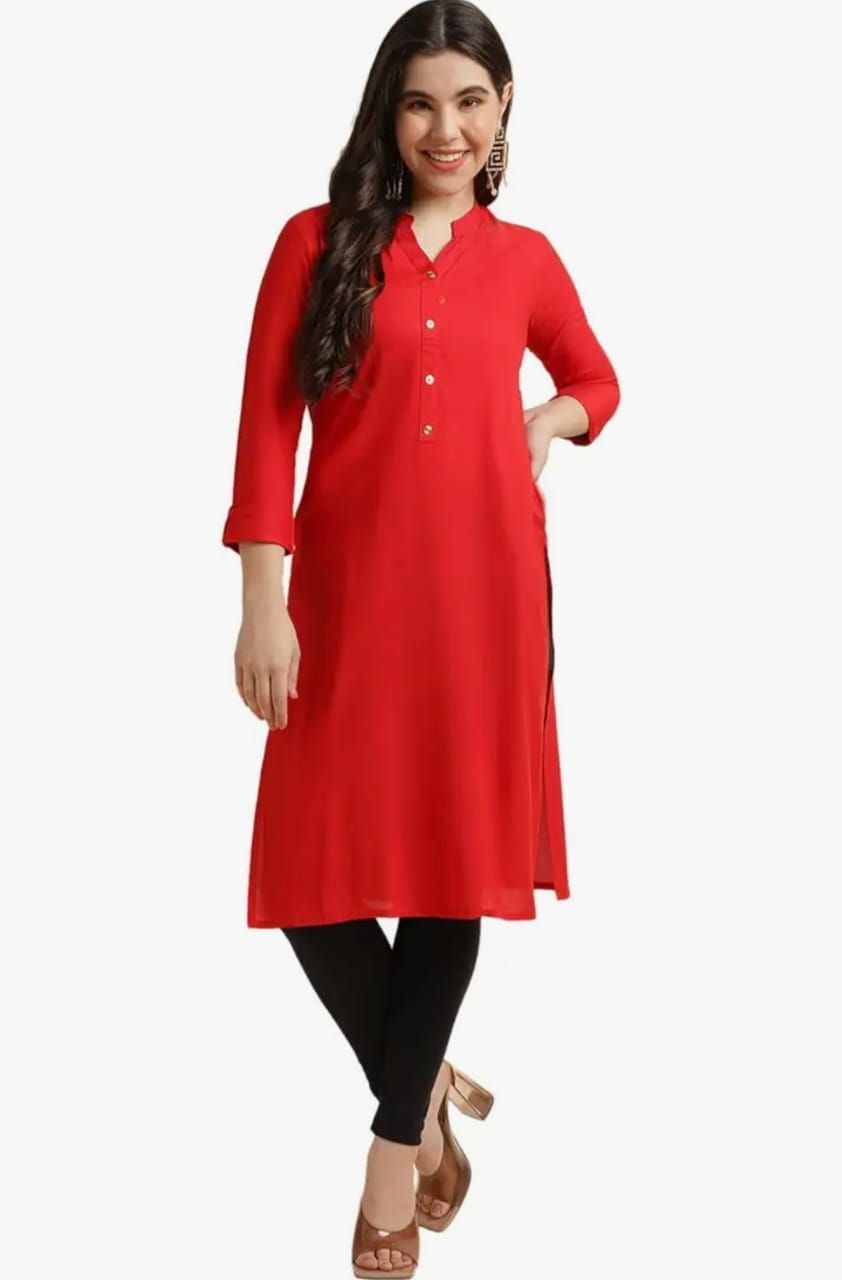 Reyon Plain Solid Kurti