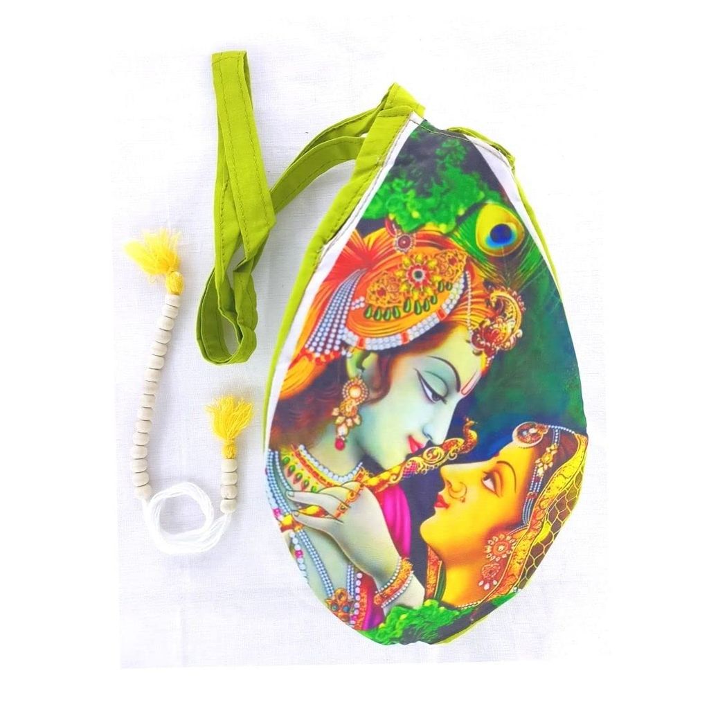 MAYAPURI Radha Krishna Printed Chanting Bag/Naam Japa Bag with Sakshi Mala Counter - Pooja Needs | Buy online on ZillyBuy
