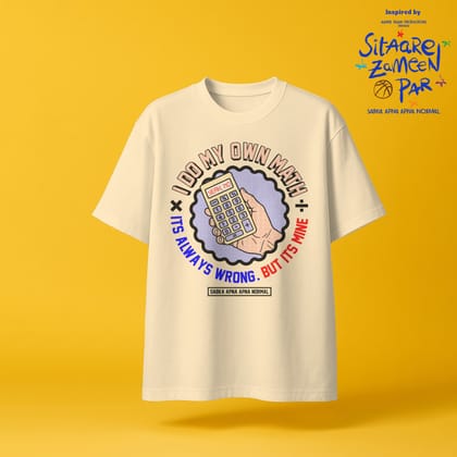 Sitaare Zameen Par: I'm Terrible with Numbers Off-White Oversized T-Shirt-S