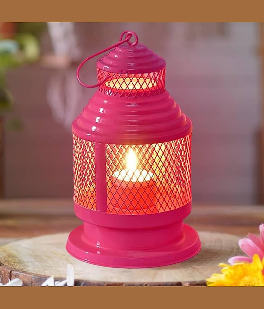 HOMSSY Red Hanging Metal Tea Light Holder - Pack of 1