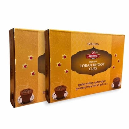 Swarajya India Premium Loban Dhoop Cups for Pooja | Long-Lasting Fragrance | 24 Pieces | Pack of 2 (12 Cups Each)