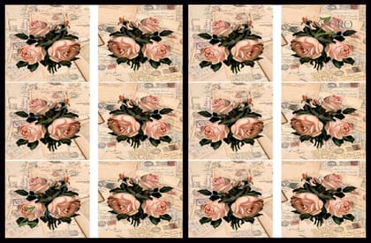Brand Zero Luxury Speciality Decoupage Paper- Messenger Roses  Tiles