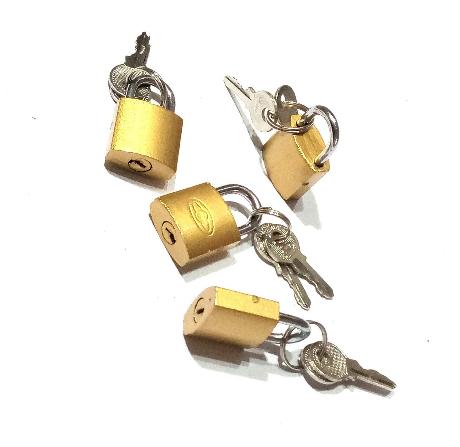 Nawani Brass Pad Locks Suitcase, Luggage, Laptop Bag and for Many Use(Pack of 4), Size 20 mm