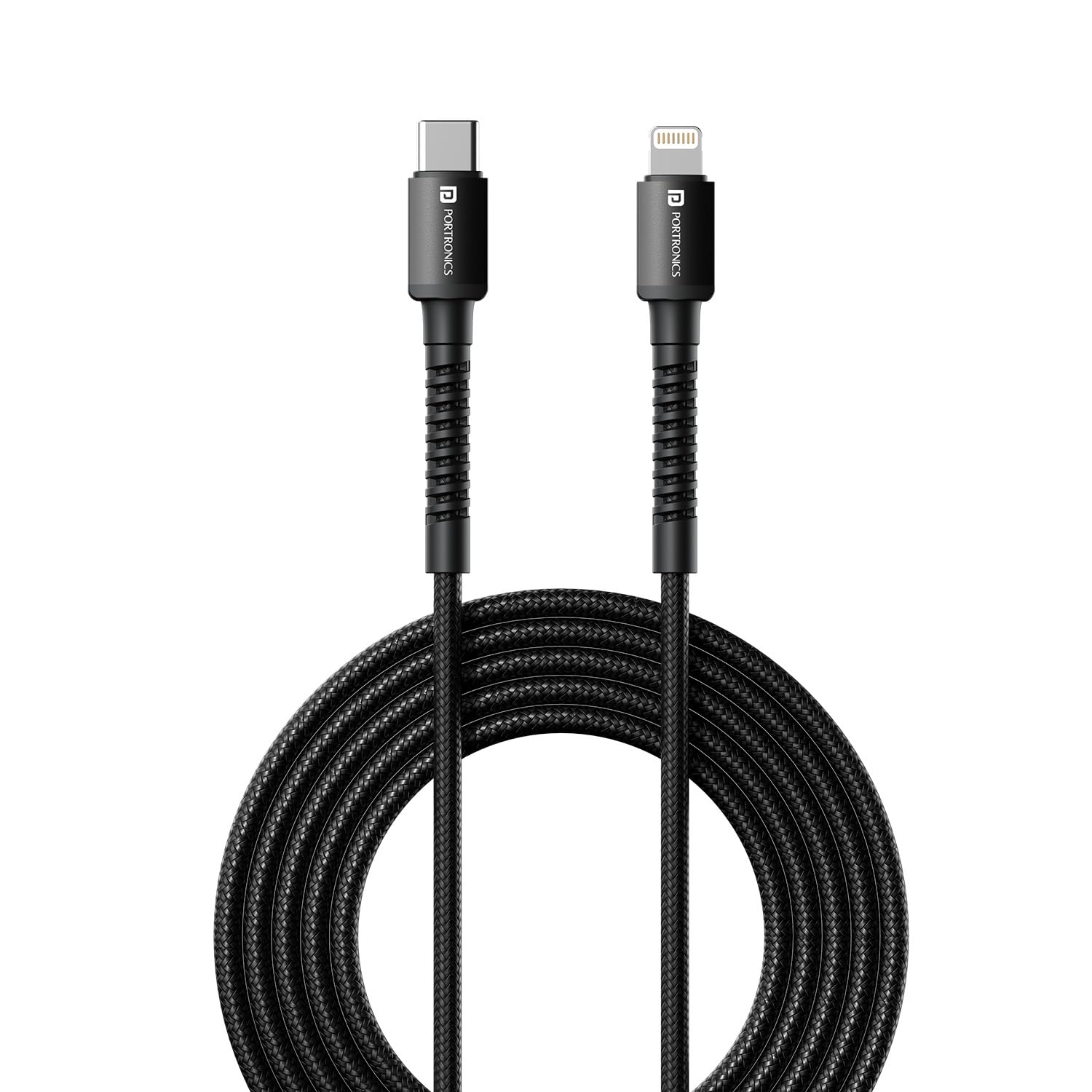 Portronics Konnect X Type C to 8-Pin 27W Fast Charging Cable (Black)