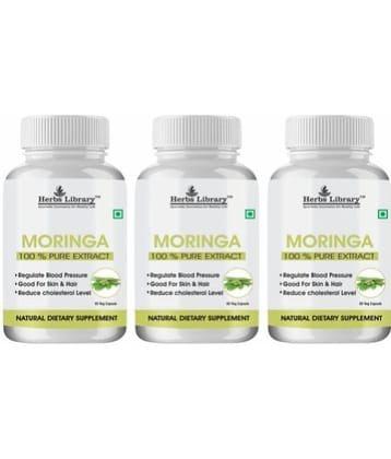 Herbs Library Moringa Extract helps in maintaing Metabolism & Digestion 60 Capsules Each (Pack of 3)