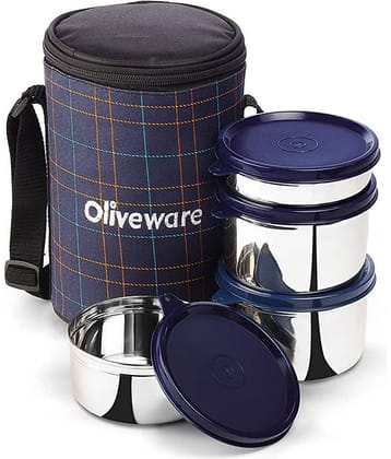 Oliveware Mega Stainless Steel Lunch Box 4 Container (Pack of 1)