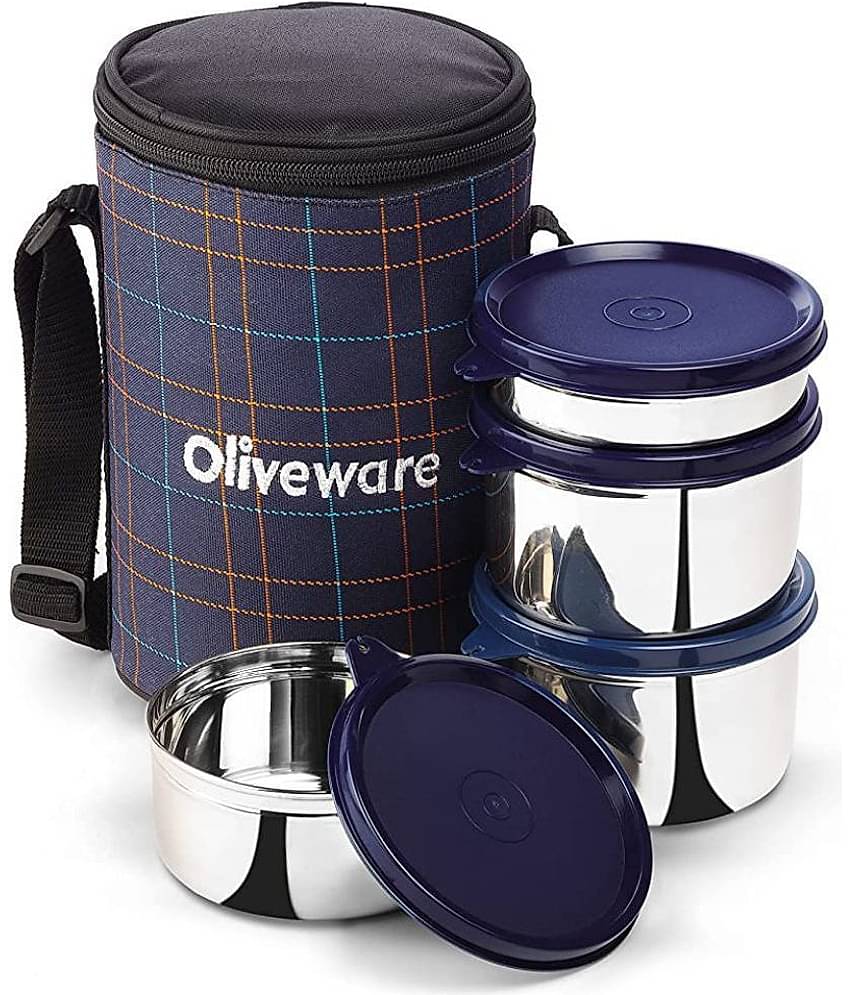 Oliveware Mega Stainless Steel Lunch Box 4 Container (Pack of 1)