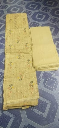 Elegant Golden Embroidered Party Saree