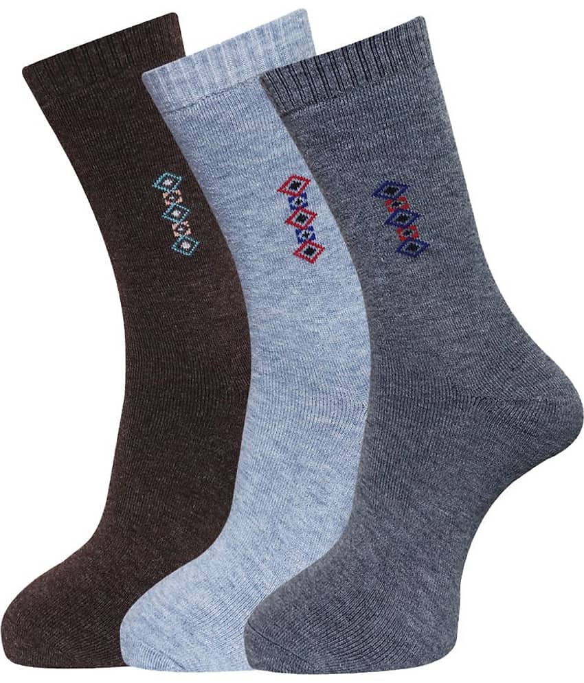 Dollar - Woollen Men's Self Design Multicolor Full Length Socks ( Pack of 3 )