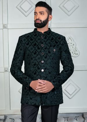 Green Designer Jodhpuri Suit for Mens-S