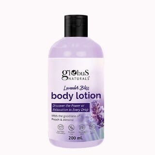 Globus Naturals Lavender Bliss Body Lotion, Enriched with Peach and Almond Extracts, Ayurvedic Preparation, Paraben Free, Gentle & Mild, Suitable For All Skin Types, 200 ml
