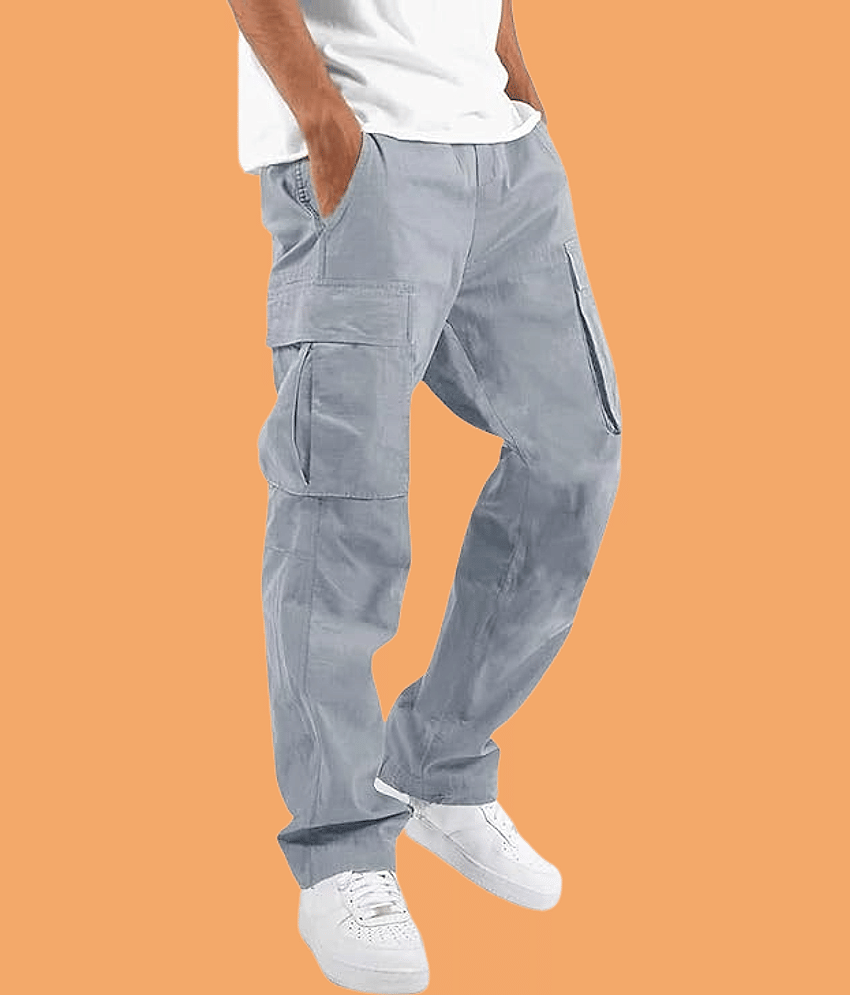 ikigai Regular Flat Men's Cargos - Grey ( Pack of 1 )