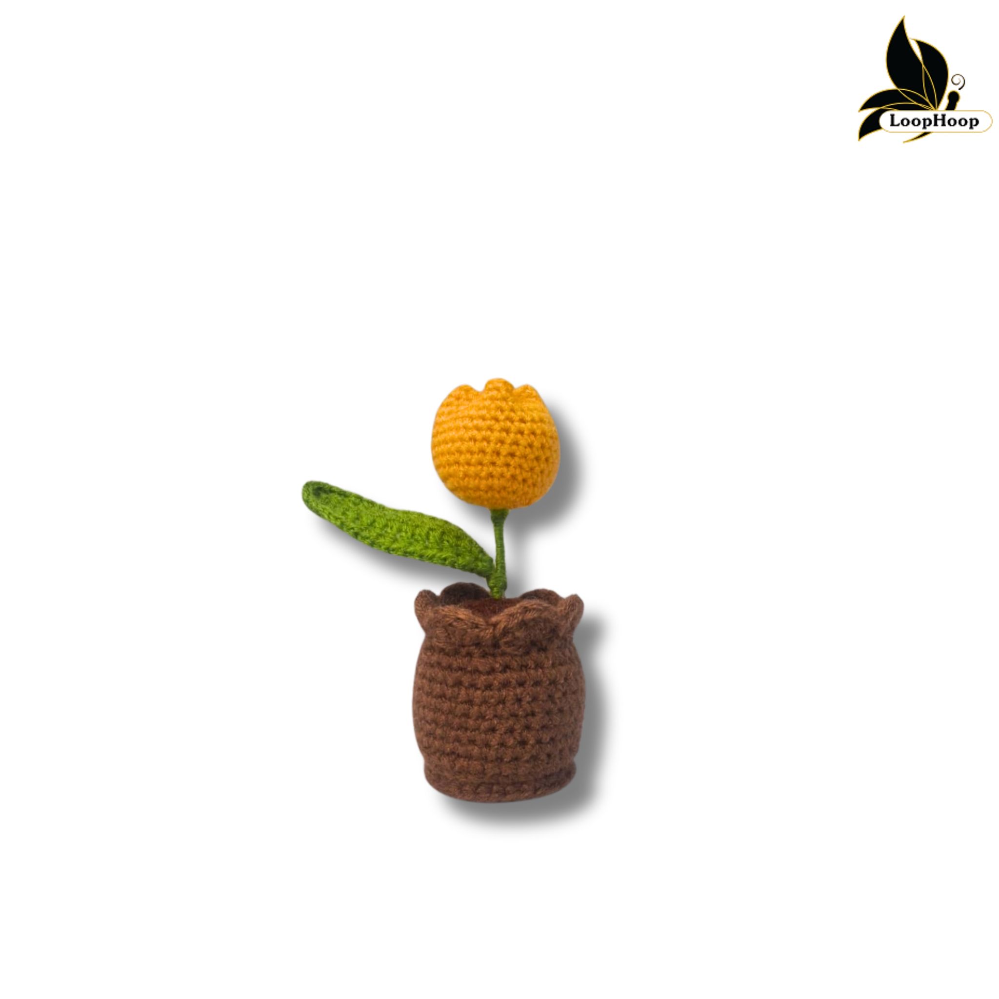 Crochet Handmade Yellow Tulip (1 steam)