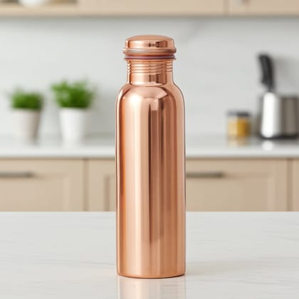 Pure Copper Water Bottle 900 ML | Leakproof Ayurvedic Drinking Bottle , Height : 10.5 Inch (BCMAS079 A)