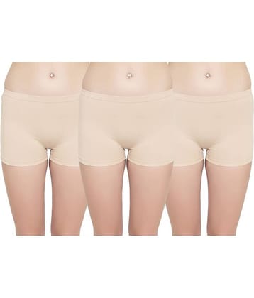 Leading Lady Pack of 3 Cotton Women's Boy Shorts ( Beige )