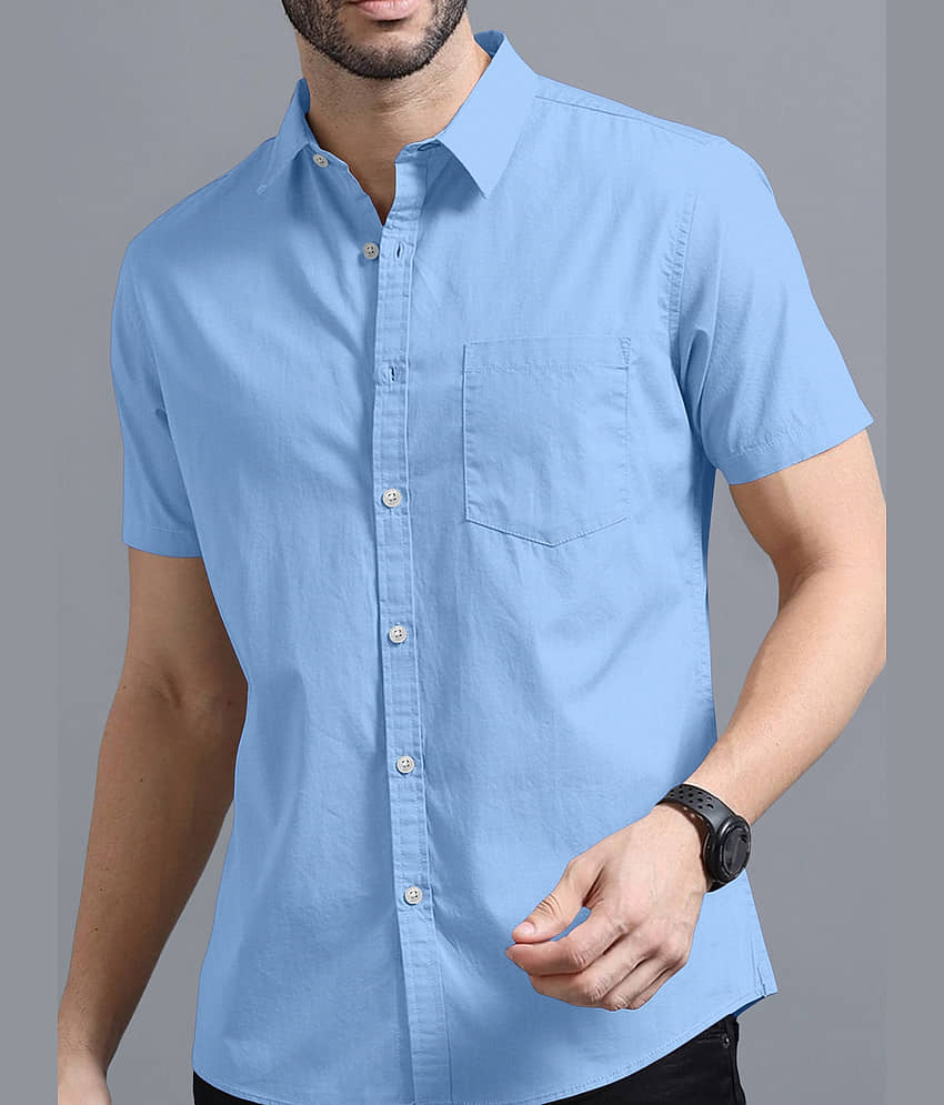 VTEXX Cotton Blend Regular Fit Solids Half Sleeves Men's Casual Shirt - Black ( Pack of 1 )