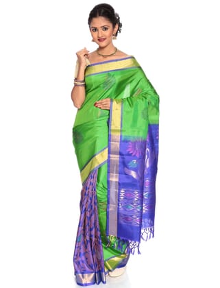 Green-Blue Patli Pallu Saree - Kanchipuram Silk Saree | Patli Saree