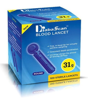 DiabaScan ROUND LANCETS PACK OF 100(31G) 101-200 Expiry March 2027