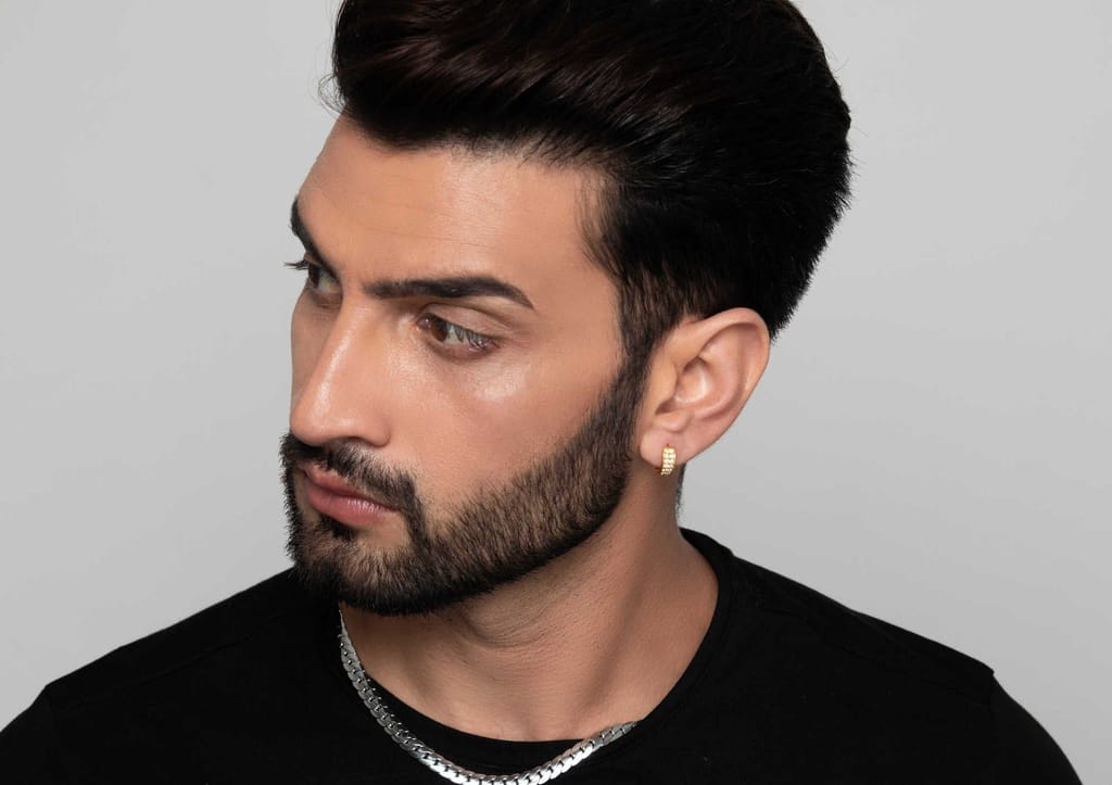 Two Line Boxed Hoop Earring For Men (1 Pc Only)