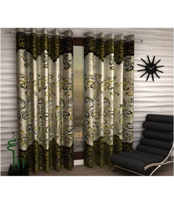 Tanishka Fabs Solid Semi-Transparent Eyelet Curtain 7 ft ( Pack of 2 ) - Green
