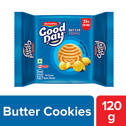 Britannia Good Day - Butter Cookies, Crunchy, Teatime Snack, 120 g