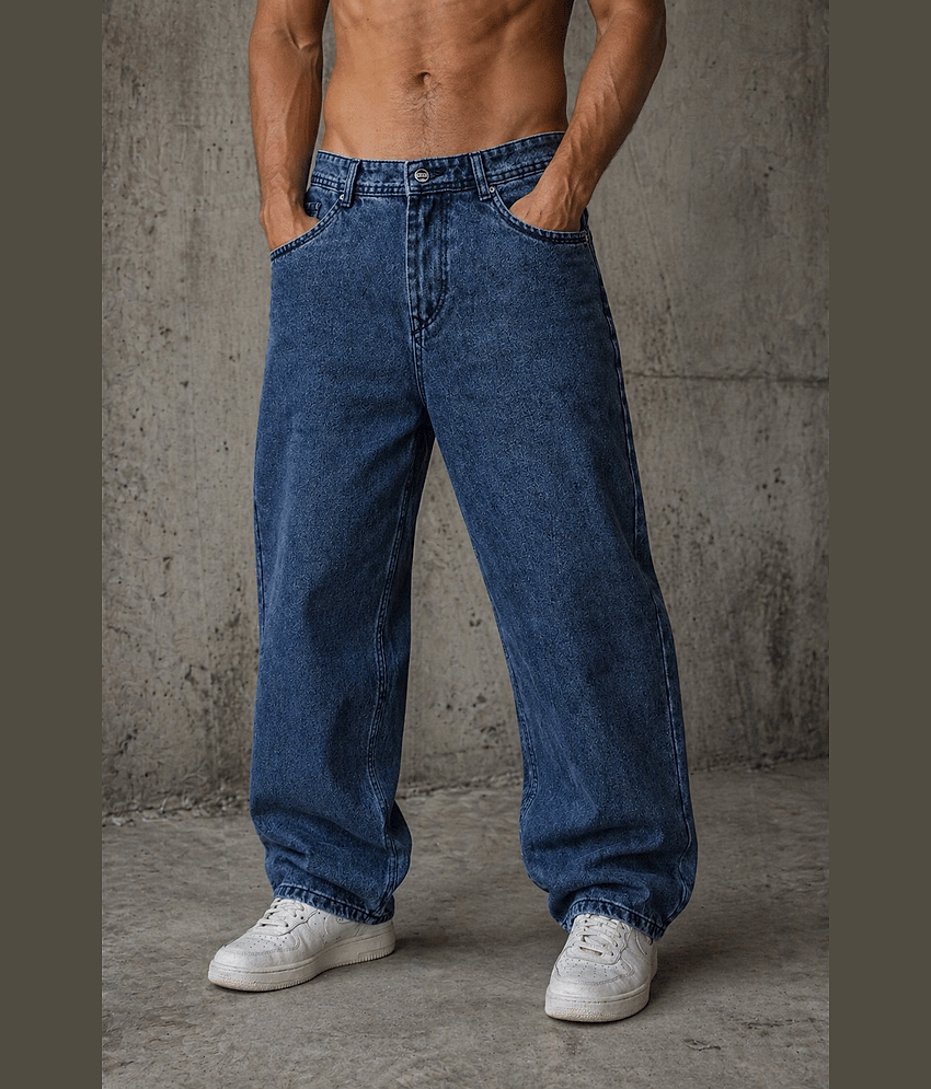 Sindon Acid Wash Men's Jeans ( Navy Blue )