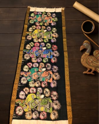 Syaahi Mangalagiri Silk Raven Black Dupatta