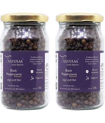 Tassyam - 200 gm Kali Mirch (Peppercorns) (Pack of 2)