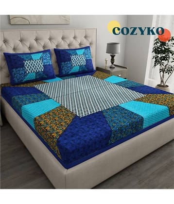COZYKO Cotton 1 Double Bedsheet with 2 Pillow Covers ( Multicolor )