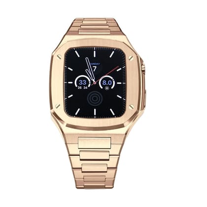 Luxury Stainless Steel Modification Kit By iSerieshub Compatible For Smart-Watch-44MM / Rose Gold