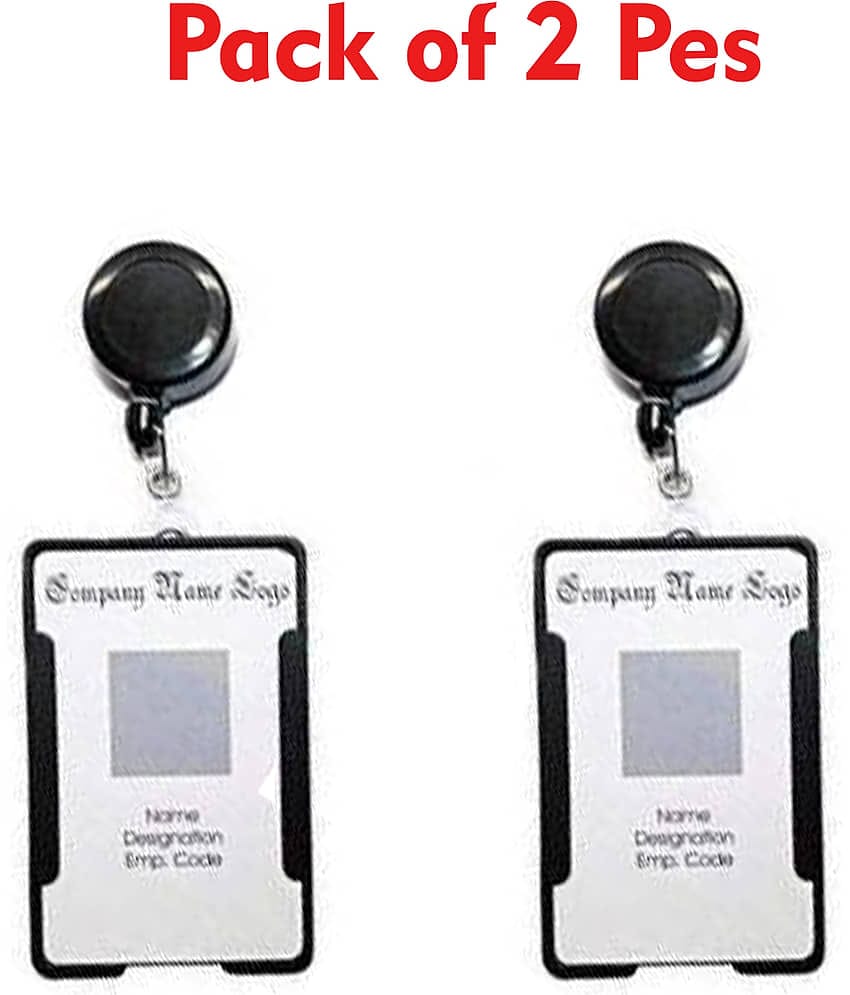 Dey's Plastic 2 ID Badge Holder  ( Black / pack of 2 )